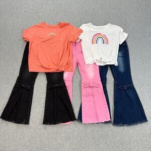 Shein Flared Pants Blue Pink Black Shein Cat & Jack Shirt Bundle Girls SZ 6-7Y